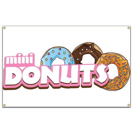 Signmission Mini Donuts Banner Concession Stand Food Truck Single Sided B-72 Mini Donuts19